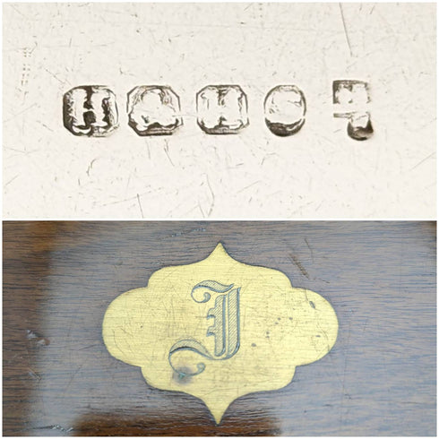 Late Victorian British antique silver plate dessert cutlery 12 pair set in wooden box